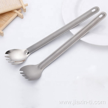 Titanium Long Handle Spork With Polished Bowl